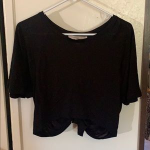Black flower crop top